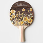 Raquette De Ping Pong Monogramme Aquarelle Tournesol jaune bois (Devant)