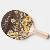 Raquette De Ping Pong Monogramme Aquarelle Tournesol jaune bois (Côté)