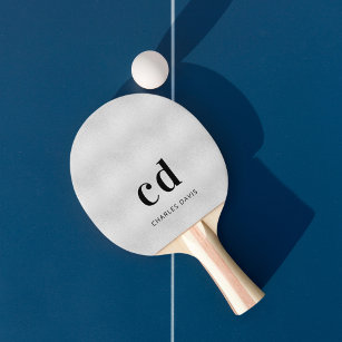 Raquette De Ping Pong Monogramme argenté initialise le nom minimaliste