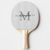 Raquette De Ping Pong Monogramme aux rayures grises Nom (Devant)