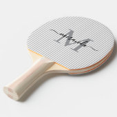 Raquette De Ping Pong Monogramme aux rayures grises Nom (Devant Angle)
