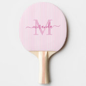 Raquette De Ping Pong Monogramme aux rayures roses Nom (Devant)
