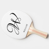 Raquette De Ping Pong Monogramme blanc élégant et personnalisé initial (Côté)