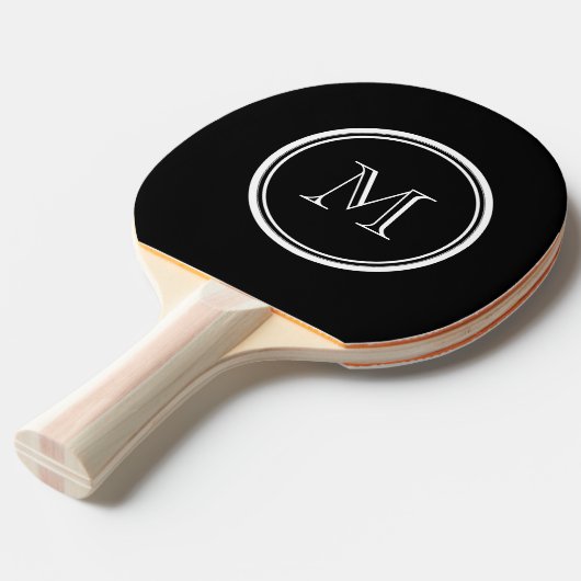 Raquette De Ping Pong Monogramme Couleur noir initial haut de gamme (Devant Angle)
