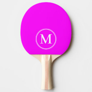 Raquette De Ping Pong Monogramme Couleur Rose Rétro Électrique Uni