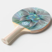 Raquette De Ping Pong Monogramme d'art de l'Imaginaire à papillon bleu A (Devant Angle)