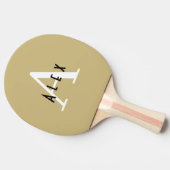 Raquette De Ping Pong Monogramme de bronzage minimal moderne (Côté)
