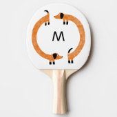 Raquette De Ping Pong Monogramme de chien de saucisse Dachshund (Devant)