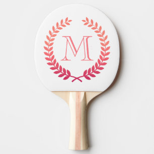 Raquette De Ping Pong Monogramme de couronne rose Laurel