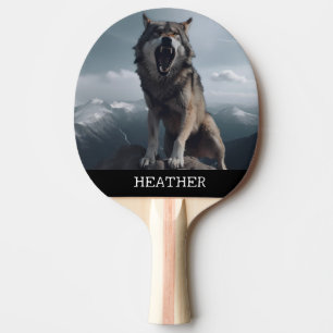 Raquette De Ping Pong Monogramme de loup de coquille