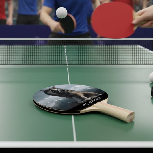 Raquette De Ping Pong Monogramme de loup de coquille