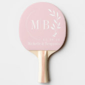 Raquette De Ping Pong Monogramme de mariage à feuille de murmure rose du (Dos)