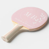 Raquette De Ping Pong Monogramme de mariage à feuille de murmure rose du (Devant Angle)