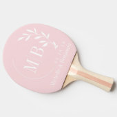 Raquette De Ping Pong Monogramme de mariage à feuille de murmure rose du (Côté)