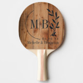 Raquette De Ping Pong Monogramme de mariage feuille brute d'érable (Devant)