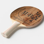 Raquette De Ping Pong Monogramme de mariage feuille brute d'érable (Devant Angle)