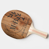 Raquette De Ping Pong Monogramme de mariage feuille brute d'érable (Côté)