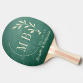 Raquette De Ping Pong Monogramme de mariage feuille tableau vert (Côté)