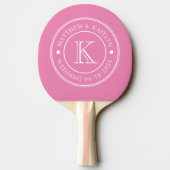 Raquette De Ping Pong Monogramme de mariage rose (Dos)