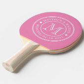 Raquette De Ping Pong Monogramme de mariage rose (Devant Angle)