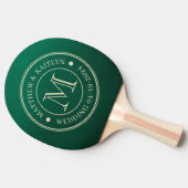 Raquette De Ping Pong Monogramme de mariage Vert Émeraude (Côté)