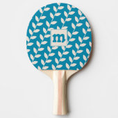 Raquette De Ping Pong Monogramme de Motif les années 70 feuille bleu per (Devant)