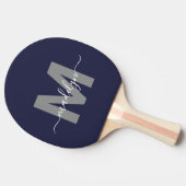 Raquette De Ping Pong Monogramme de nom bleu marine (Côté)