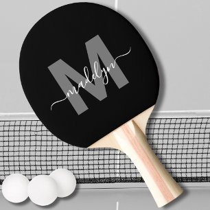 Raquette De Ping Pong Monogramme de nom de script moderne audacieux pers