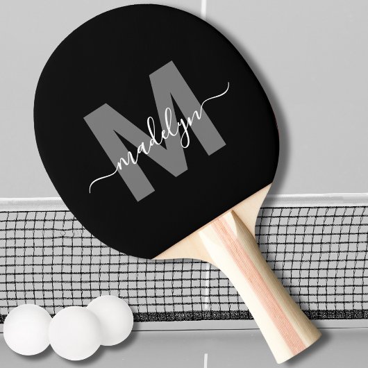 Raquette De Ping Pong Monogramme de nom de script moderne audacieux pers