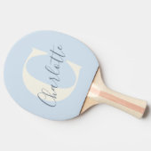 Raquette De Ping Pong Monogramme de nom moderne élégant en bleu doux (Côté)
