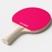 Raquette De Ping Pong Monogramme de nom moderne fuchsia & blanc (Devant Angle)