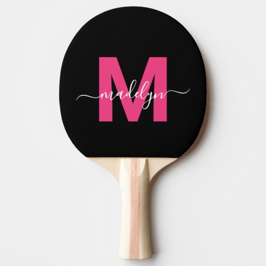 Raquette De Ping Pong Monogramme de nom moderne rose (Devant)