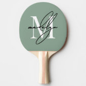 Raquette De Ping Pong Monogramme de nom Vert Sauge (Devant)