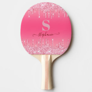 Raquette De Ping Pong Monogramme de Parties scintillant à étincelles ros