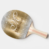 Raquette De Ping Pong Monogramme de parties scintillant en or brossé mou (Côté)