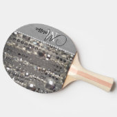 Raquette De Ping Pong Monogramme de perles d'argent mousseux (Côté)