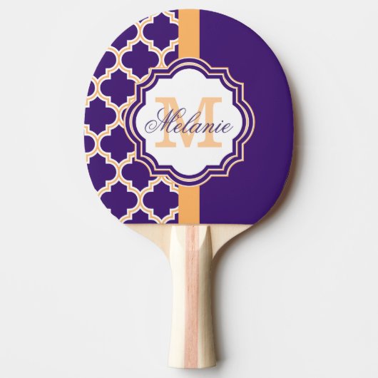 Raquette De Ping Pong Monogramme de Quatrefoil pourpre (Devant)