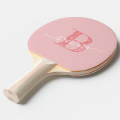 Raquette De Ping Pong Monogramme de script initial Coral personnalisé ro (Devant Angle)