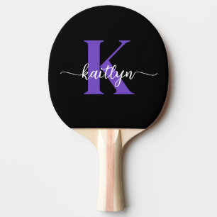 Raquette De Ping Pong Monogramme de script violet noir