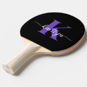 Raquette De Ping Pong Monogramme de script violet noir (Devant Angle)
