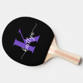 Raquette De Ping Pong Monogramme de script violet noir (Côté)