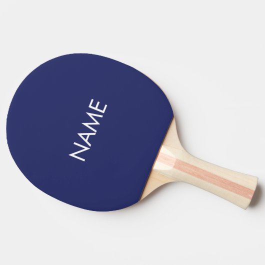 Raquette De Ping Pong Monogramme de texte personnalisé bleu marine minim (Côté)