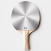 Raquette De Ping Pong Monogramme de texture argentée métallique brillant (Dos)
