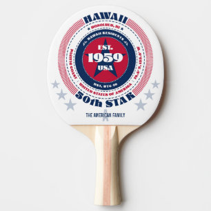 Raquette De Ping Pong Monogramme de typographie circulaire Hawaii Pride