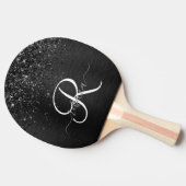 Raquette De Ping Pong Monogramme d'étincelle à Parties scintillant noire (Côté)