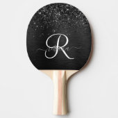 Raquette De Ping Pong Monogramme d'étincelle à Parties scintillant noire (Devant)