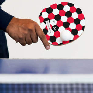 Raquette De Ping Pong Monogramme d'hexagones rouges, noirs et blancs