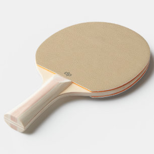 Raquette De Ping Pong Monogramme d'or en cuir beige