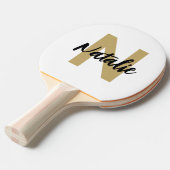 Raquette De Ping Pong Monogramme d'or initial et nom personnalisé (Devant Angle)