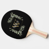 Raquette De Ping Pong Monogramme d'or noir Vert Floral (Côté)
